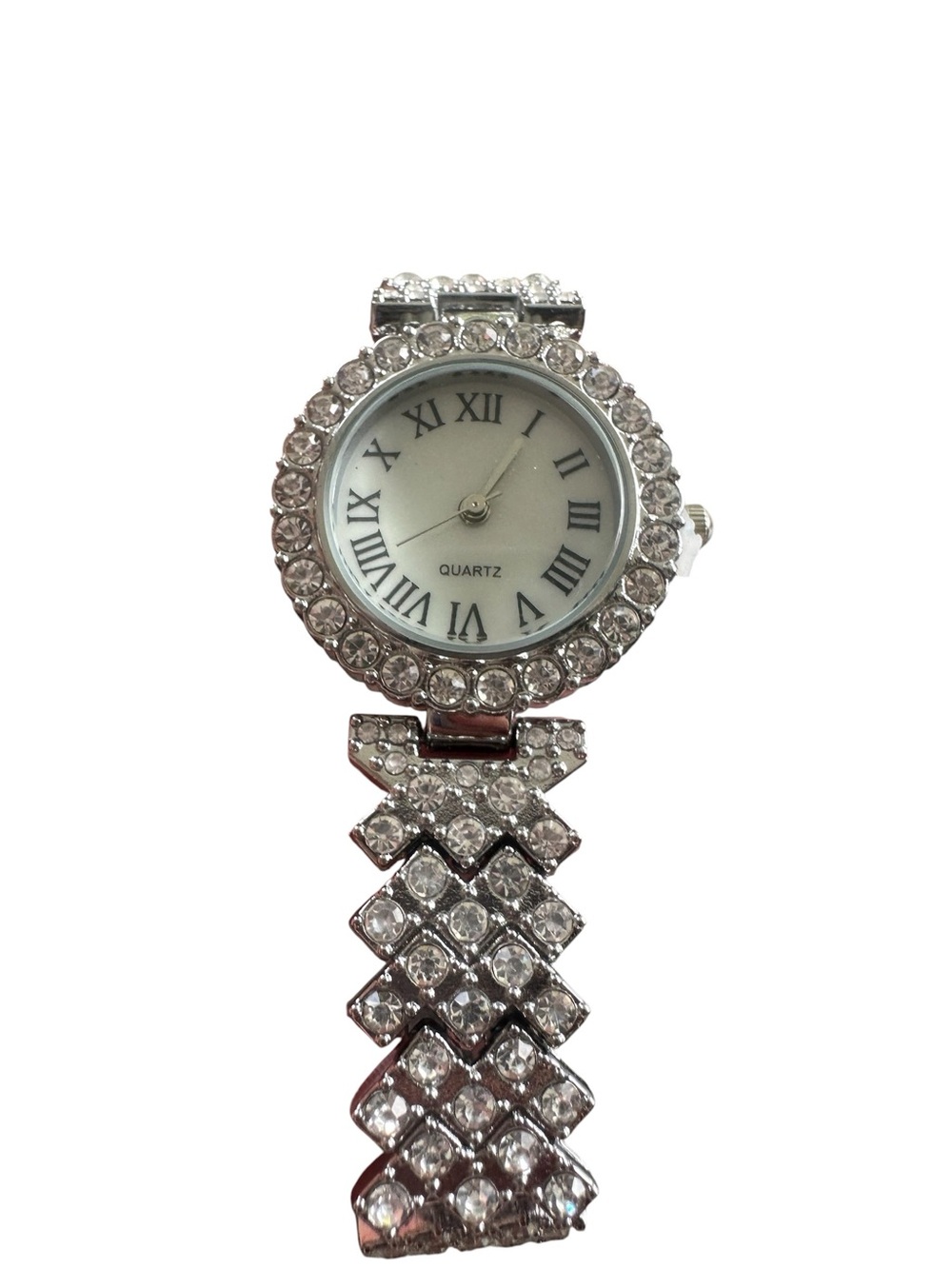 Silver Rhinestone Accented Quartz Watch - Picture 4 of 8
